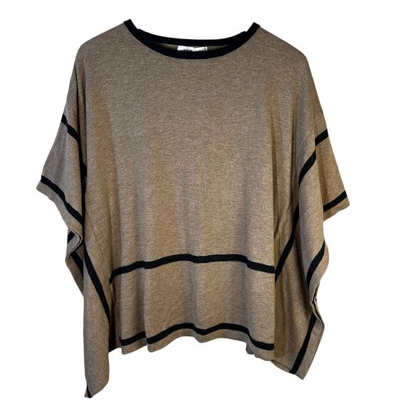 August Silk Women’s Poncho Lightweight Sweater Cape Brown Tan Black Size Medium - Picture 1 of 10